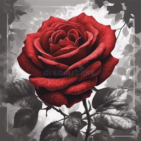 Crimson Rose On A Monochrome Background Stock Photo Image Of Flora