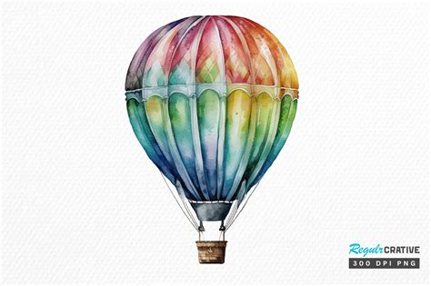 Watercolor Hot Air Balloon Clipart Png Graphic By Regulrcrative Creative Fabrica