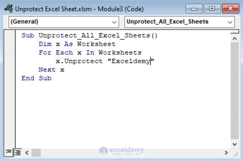 How To Unprotect Excel Sheet With Password Using Vba 3 Quick Tricks