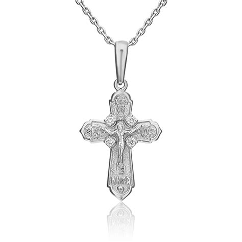 Православный крест из белого золота с бриллиантами 03-0330-00-101-1120 ...