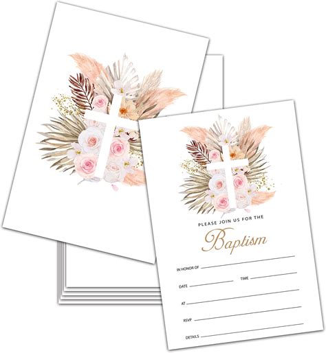 Amazon Baptism Invitations With Envelopes Boho Floral Greenery