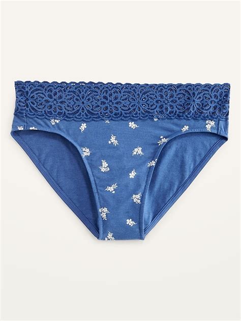 Old Navy Mid Rise Supima Cotton Blend Lace Trimmed Bikini Underwear For Women