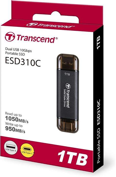 Transcend ESD310C 1TB 黑色 USB3.2 SSD (R:1050,W:950, TS1TESD310C) - SE ...