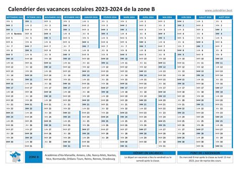 Calendrier scolaire 2023 2024 à consulter télécharger et imprimer en pdf