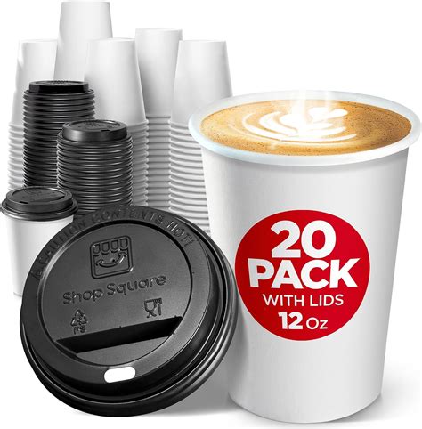 Amazon Disposable Coffee Cups With Lids 12 Oz 20 Pack To Go Coffee Cups For Hot Cold