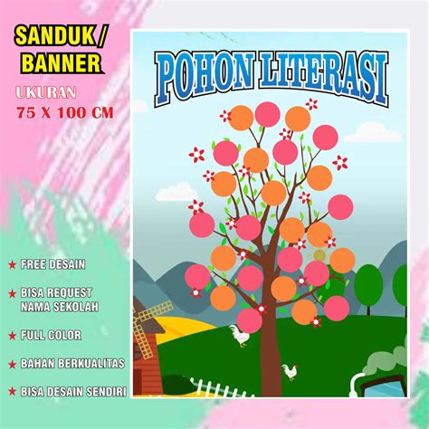 Spanduk Banner Pohon Literasi Untuk Sekolah Sd Mi Tk Paud Taam