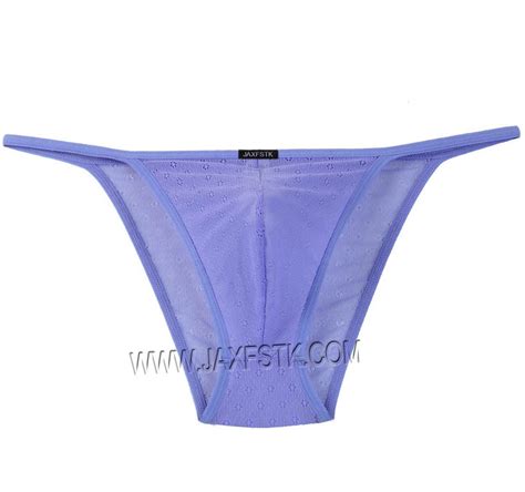 Mens Sheer Microfiber Hip Bikini Briefs Jacquard Mesh Stretch Belt