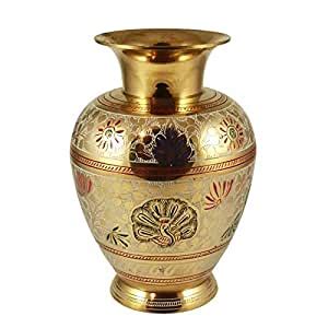 Buy Skywalker Hand Crafted Metal Brass Flower Vase With Bidri Nakkashi