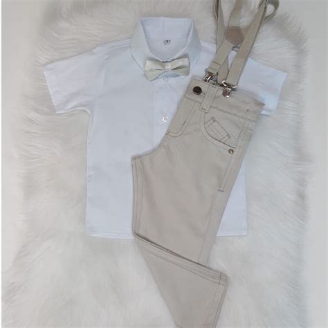 Conjunto Social Camisa Branca Manga Curta Cal A Nude Batizado Festa Casamento Shopee Brasil