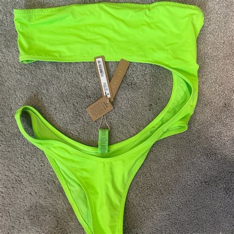 Skims Swim Nwt Skims Swim Monokini Strapless Bikini Neon Green M Poshmark