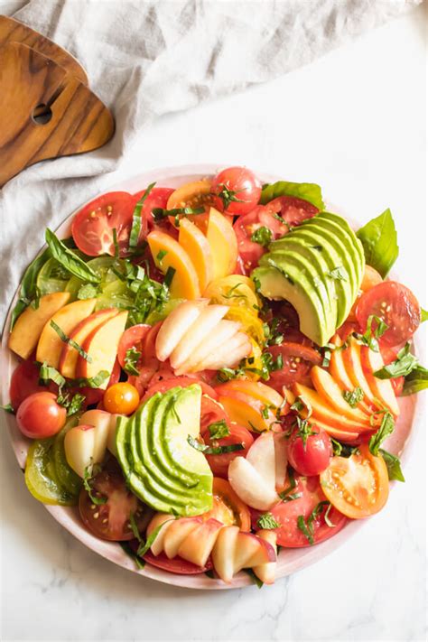 Heirloom Tomato Salad With Peaches And Avocado Abra S Kitchen