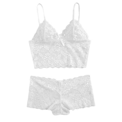 Cami en dentelle pour femmes avec ensemble de pyjama lingerie courte 2 pièces sous vêtements