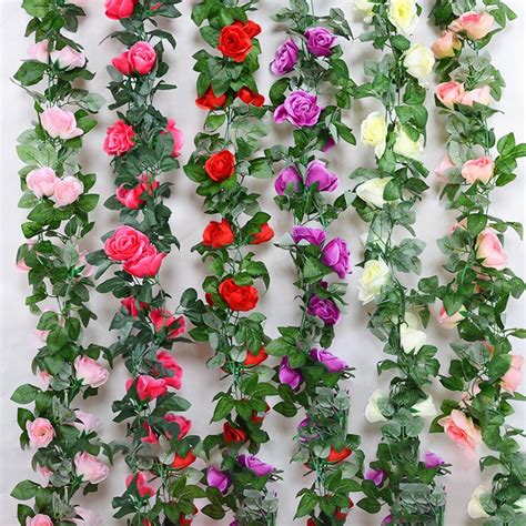 Ludlz Cm Rose Garlands Artificial Rose Vines Fake Silk Flower