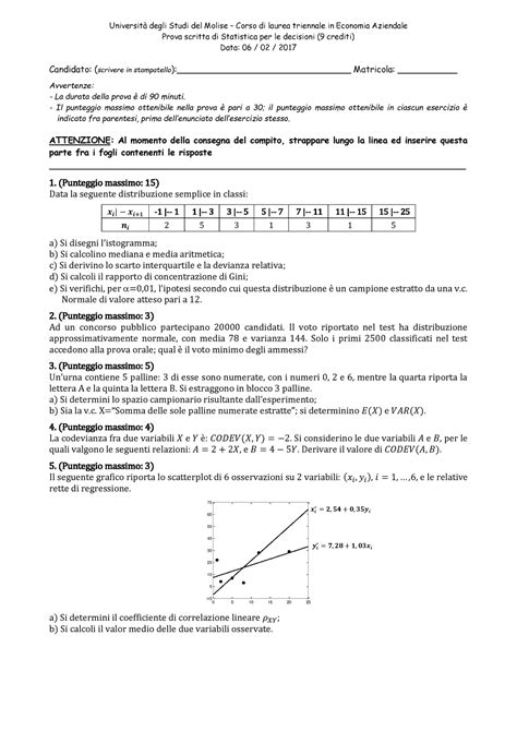 Esempio prova d esame 6 Febbraio 2017 domande Università degli Studi