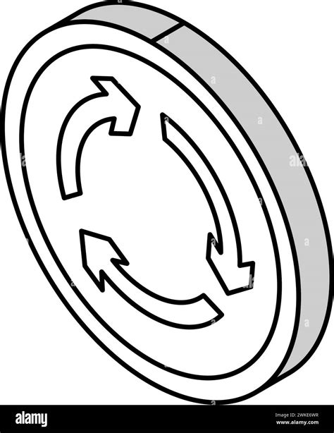 Roundabout Road Sign Isometric Icon Vector Illustration Stock Vector
