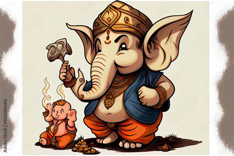Ganesh Chaturthi cartoon on white background illustration Stock ...