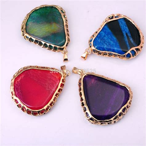 2015 Natural Red Agate Pendant Gold Plating Necklace Semi Precious