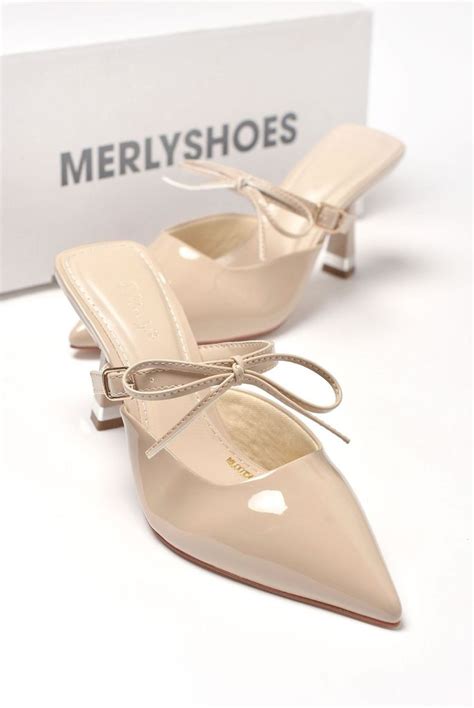 Giày Sục Cao Gót Nude Mũi Nhọn Giày Cao Gót Bigsize Merly 1587 Giày Nữ Merly