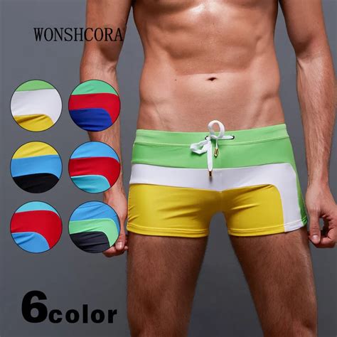 3xl New 6colors Swimwear Men Hot Swimsuit For Man Gay Mens Patchwork