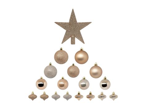 Déco de sapin de Noël Kit de pièces Boules et Cimier Beige Nude