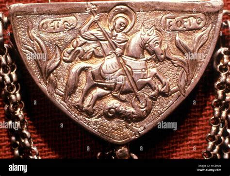 Amulette - Amulett Fall (19. Jahrhundert) mit Bild von St. George und ...