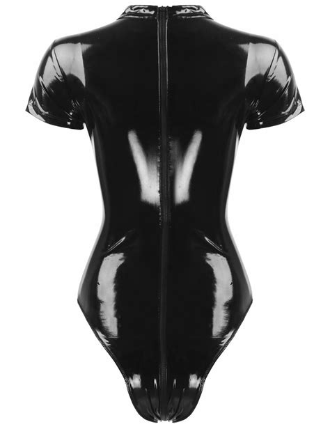 Combinaison Sexy Sans Entrejambe Pour Femmes Aspect Humide Cuir Justaucorps Combinaison Lingerie