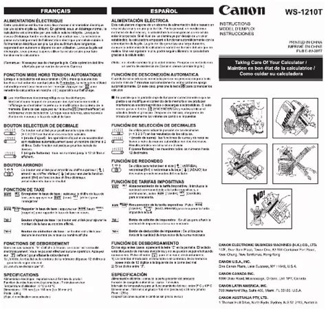 Notice CANON WS-1210T - calculatrice Trouver une solution à un problème ...