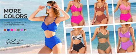 Amazon Suuksess Women High Waisted Bikini Criss Cross Swimsuits Push Up Bathing Suits S