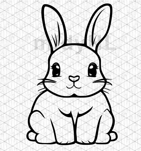 Cute Bunny Line Drawing Clipart Instant Digital Download Svg Png Etsy