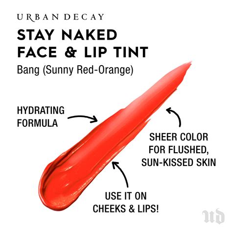 Urban Decay Stay Naked Cream Blush Stick Lip Tint Bang Sunny Red Orange Long Lasting