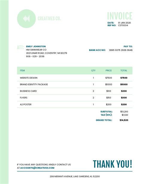 Light Pastel Invoice Template Venngage