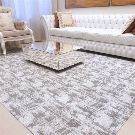 Tapete De Sala Cinza - Tapete De Sala Cinza Moderno Com Branco E Antiderrapante 2,00x1,50 ...