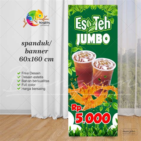 spanduk banner  cm es teh jumbo model hijau lazada indonesia