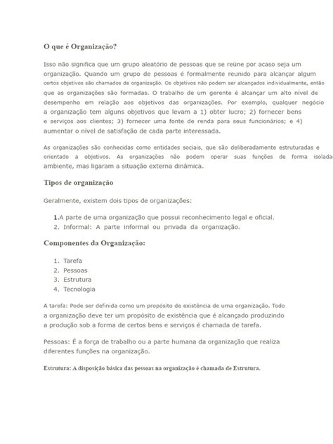 O Que É Uma Organização - O que é Organização e Seus Componentes | PDF | Marketing | Contabilidade