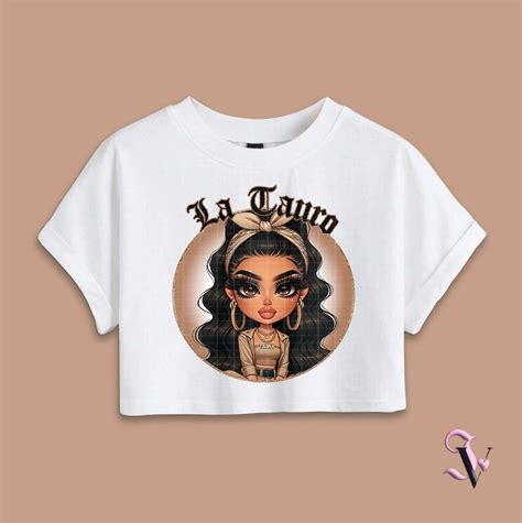 La Tauro Chicana Chola Zodiac Chibi Style Latina Shirt PNG For DTF Iron On Print Sublimation