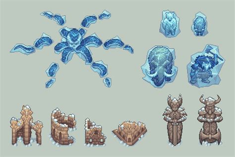 Top Down Winter Objects Pixel Art Behance