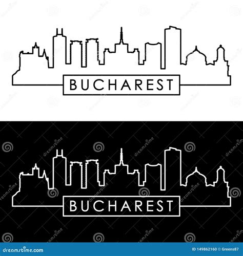 Bucharest City Skyline. Linear Style Stock Vector - Illustration of