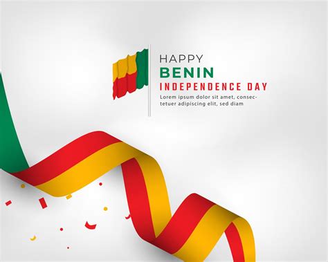 Happy Benin Independence Day August 1st Celebration Vector Design