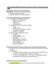 Mgmt 105 Final SG Docx Intro To Marketing MGMT 105 Section B Review