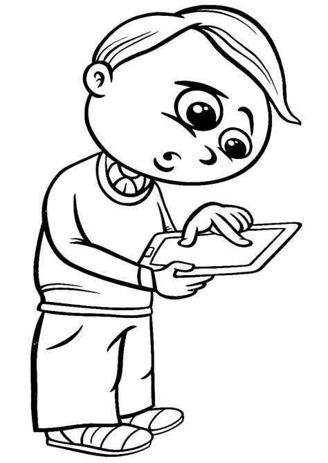 Раскраска Планшет скачать и распечатать бесплатно