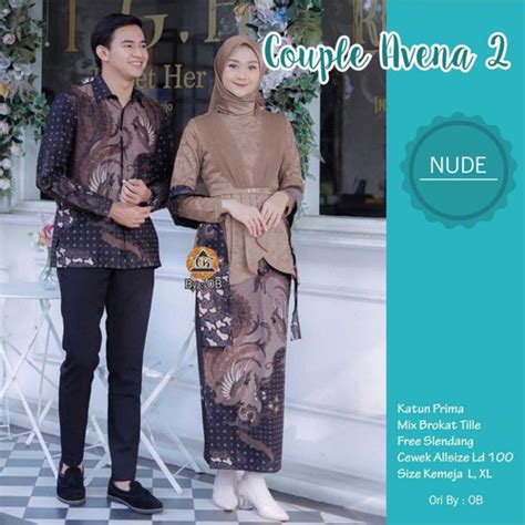 Jual BAJU BATIK COUPLE KEBAYA BROKAT WANITA MODERN BAJU PASANGAN TUNANGAN Nude 2 Kota