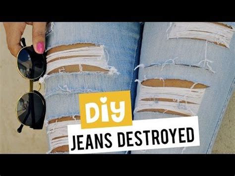 Diy Como rasgar a calça jeans destroyed Calça jeans destroyed