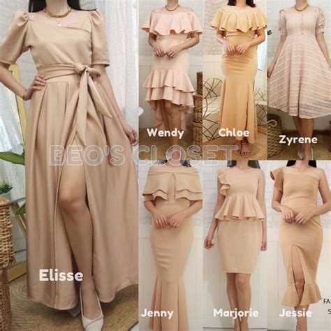Nude Beige Neoprene Dress Gown For Formal Occassion Shopee Philippines