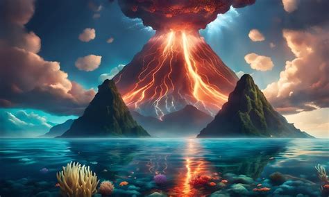 Premium AI Image | Underwater Volcanoes in the Ocean Floor