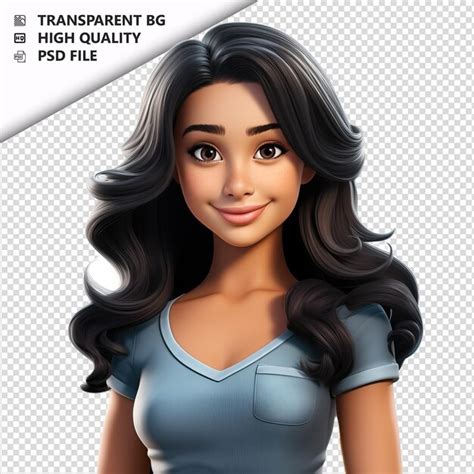 Mujer Latina Viendo Dibujos Animados En D De Fondo Blanco Es Archivo Psd Premium