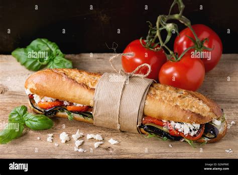 Vegetarian Baguette Sandwich Stock Photo Alamy