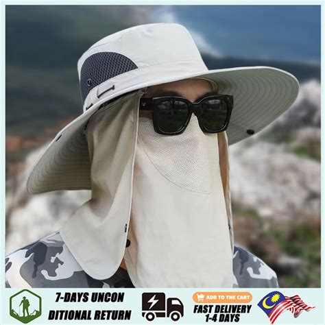 Windproof Sun Hat Hiking Hat Full Face Cover Protection Waterproof Cap ...