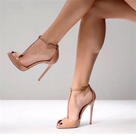 Nude Peep Toe T Strap Heel Size 8 0 Heels Leather High Heels High