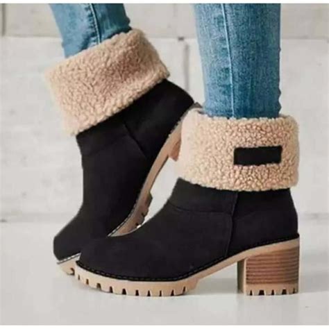 Bottes nude talon épais en cuir vert bottes nude basses chaussures femme Noir Cdiscount Chaussures