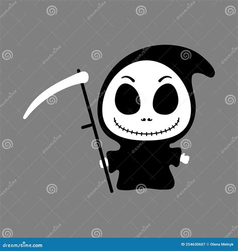 Cute Grim Reaper Flat Style Stock Vector Illustration Of Flat
